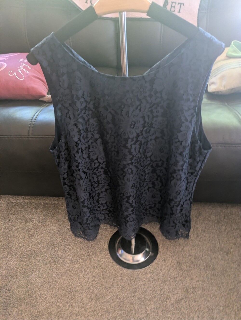 Women’s Navy Lace Sleeveless Top